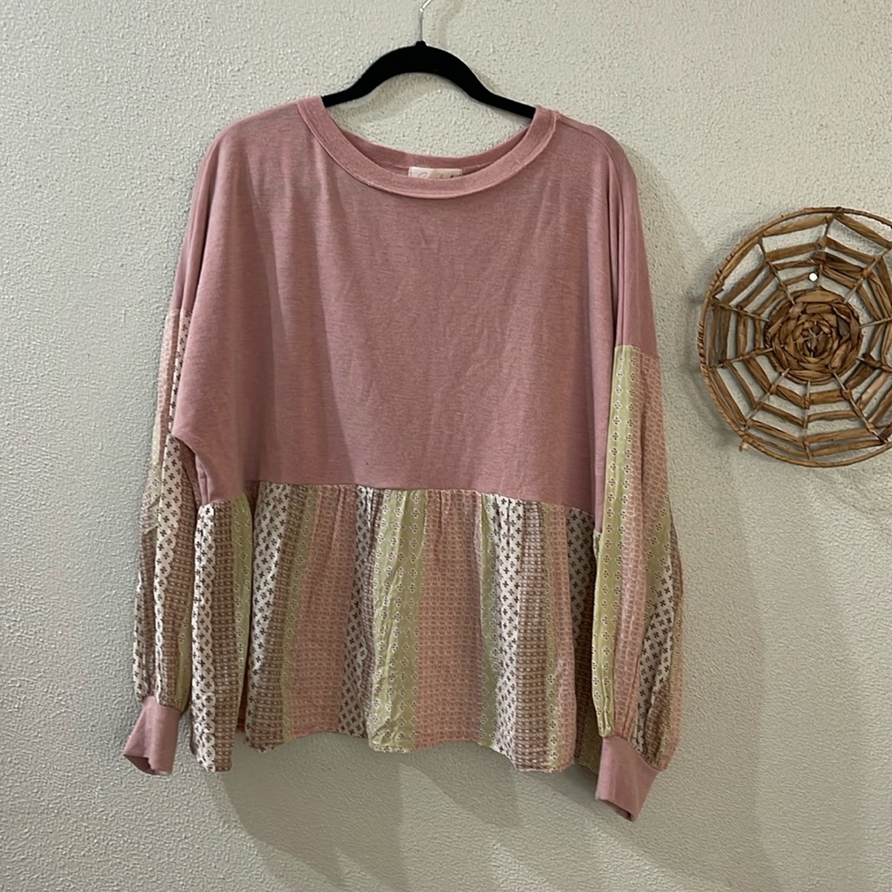 Sugarfox Mixed Media Hacci Top Size Medium